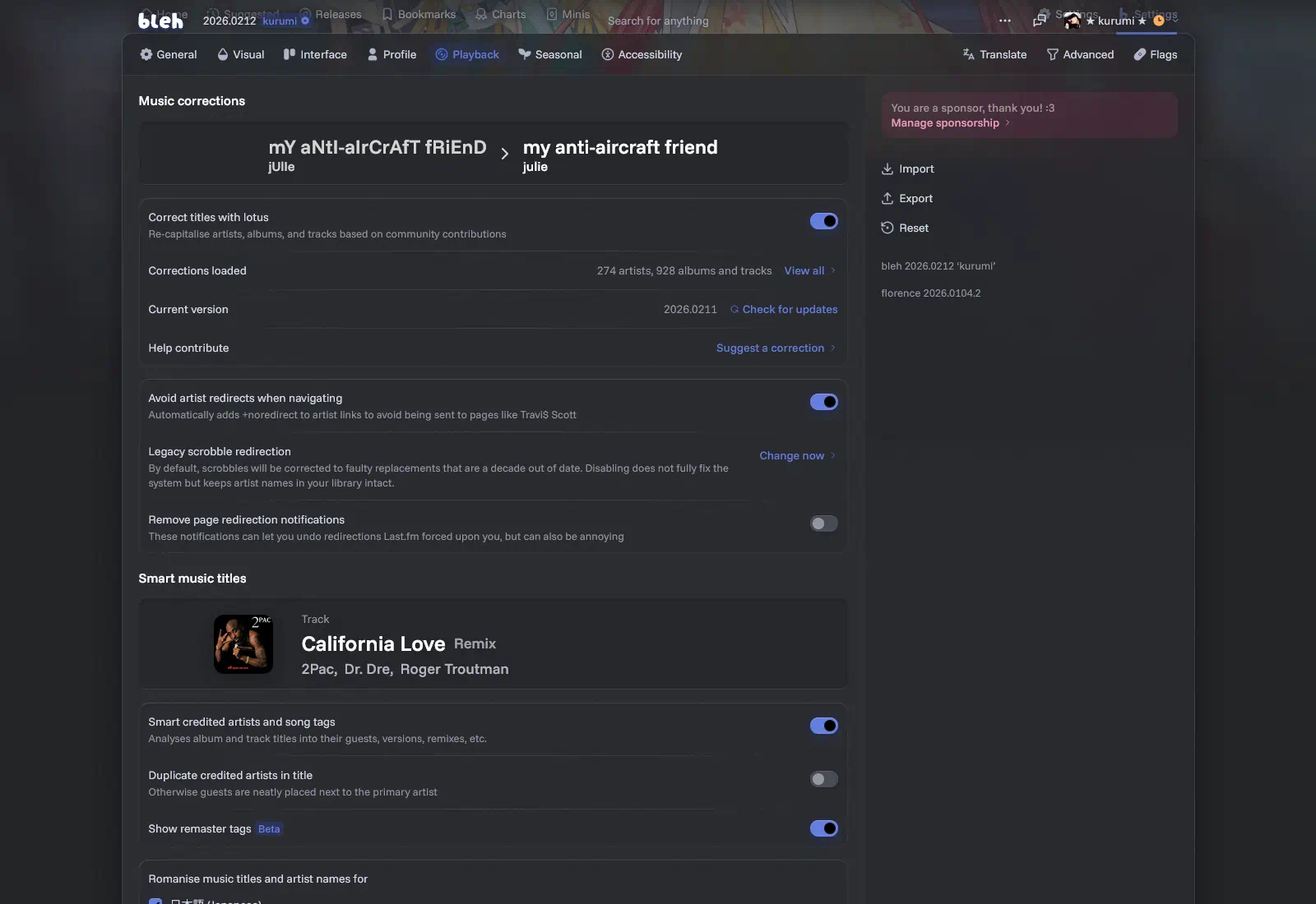 Detect tags from music titles, correct capitalisations easily